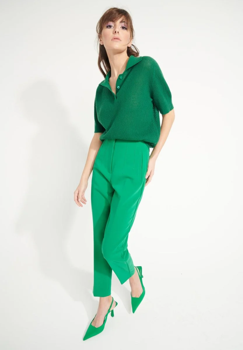 Polo manches courtes cachemire vert émeraude femme - AVA 1 – Image 5