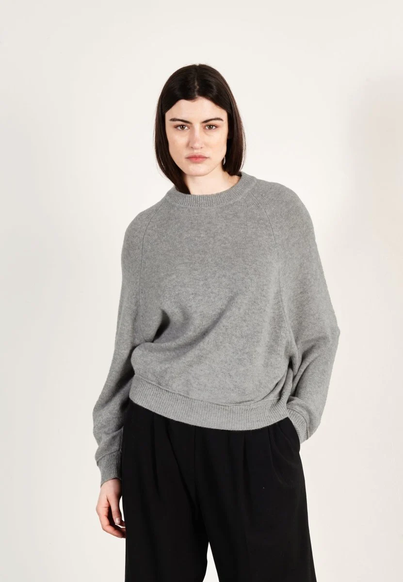Pull col rond cachemire 4 fils gris souris femme - HANA 6